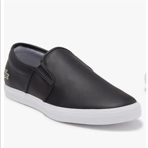 NWT Lacoste black leather slip-on sneakers